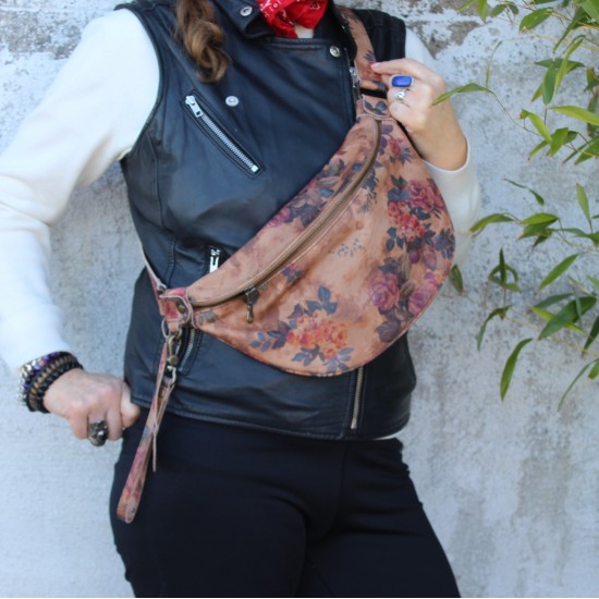 Bum Bag Fanny Pack Large Floral Leather