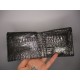 Metallic Silver Crocodile Print Leather Wallet