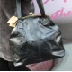 Maya Large Top Clip Black Leather Handbag 