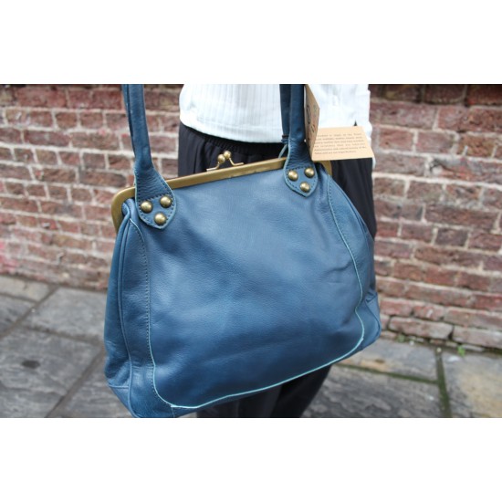 Perpetua Blue Top Clip Handbag 