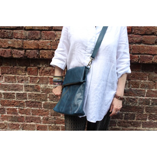 Amelie Zip Fold Over bag blue swing purse