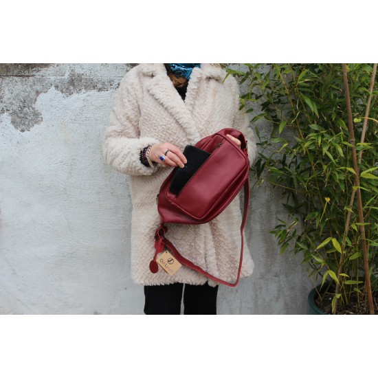 Giant Bum Bag Red Leather